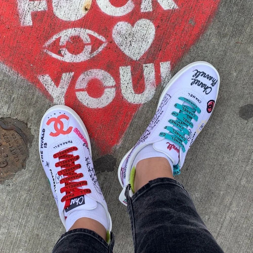 Chanel x Pharrell Williams Collab Canvas & Leather Sneakers Size 39 - Picture 10 of 13